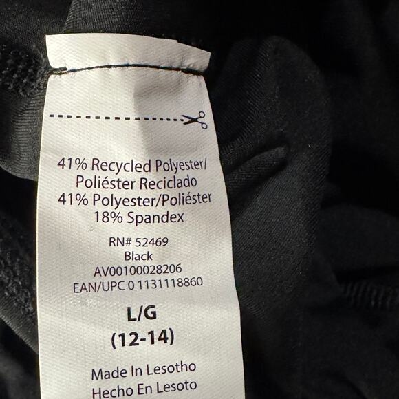 Avia Large (12-14) Core Leggings Stretch Side Pockets Hi-Rise Drawstring Black - Picture 7 of 8